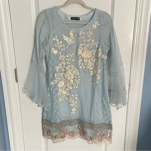 Noor embroidered beaded dress Dress bird crane Pakistan Indian 35258